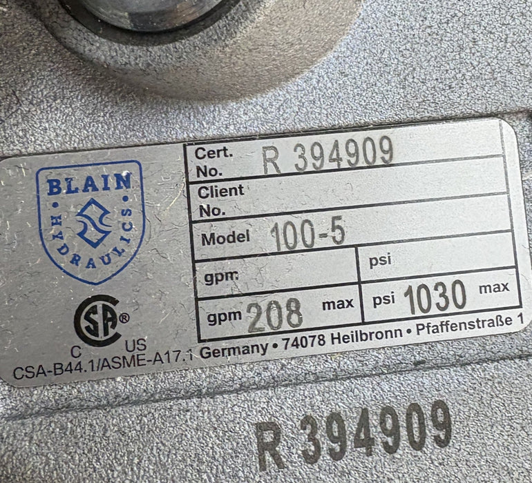 Blain Hydraulics R 394909 Valve Model 100-5 - NEEEP.COM