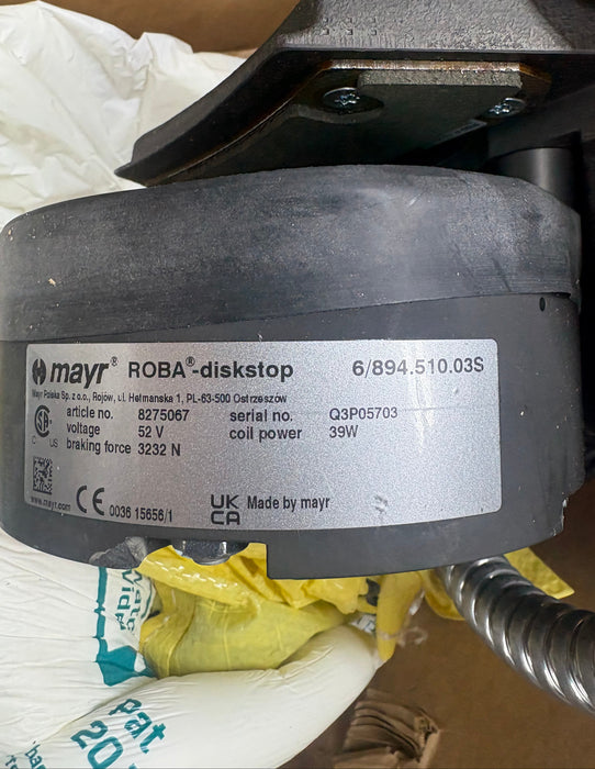 MAYR Roba Disktop Elevator Traction Machine Disc Brake 6/894.510.03S