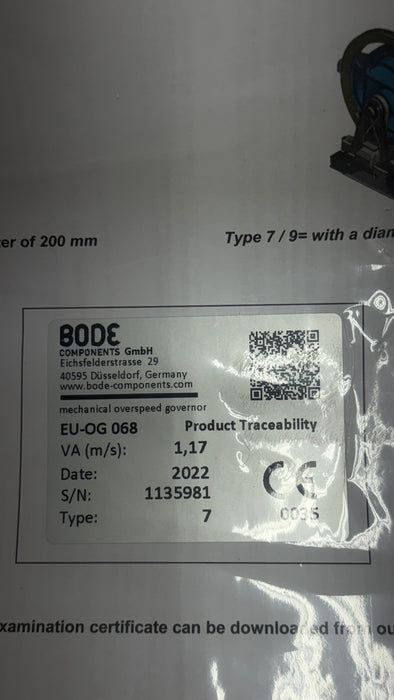 BODE Over Speed Governor EU-OG-068