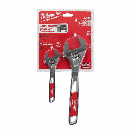 Milwaukee 6" & 10" Adjustable Wrench 48-22-7400 - neeep.com