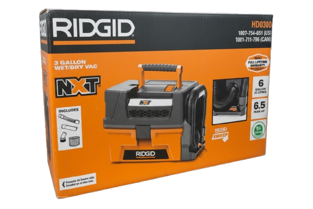 Ridgid 3 Gallon 5.0-Peak HP NXT Wet/Dry Vac HD0300 - neeep.com